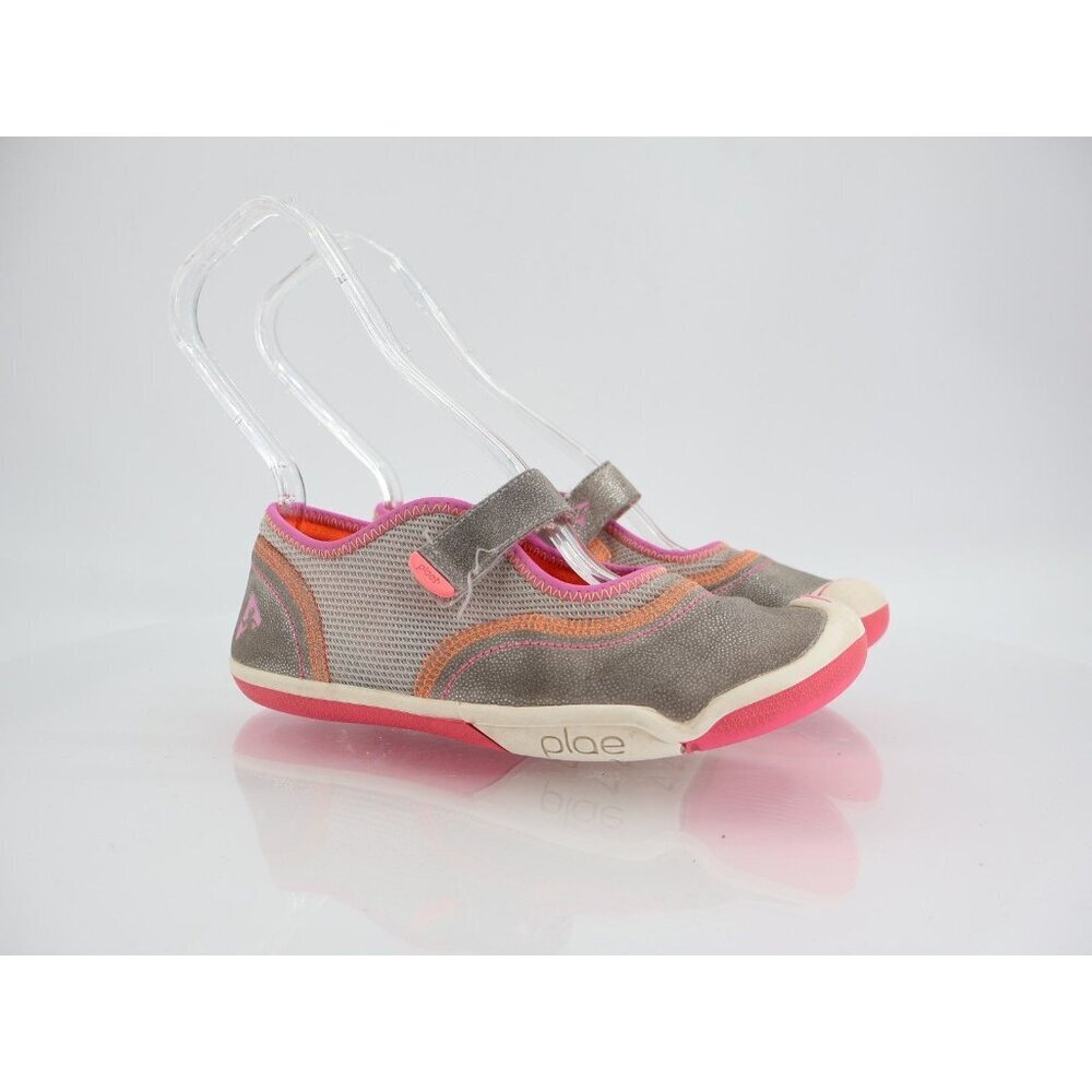 Plae Emme Mary Jane Shoes Girls Size 3 Pink Gray Comfy Adjustable Strap